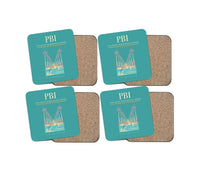 Thumbnail for Palm Beach International Airport (PBI) design on turquoise 4 pieces set coaster