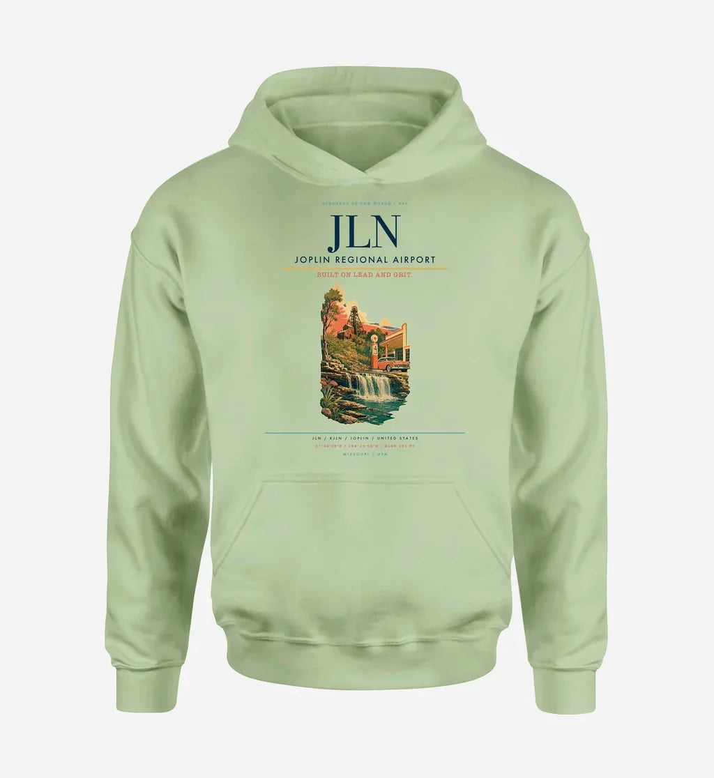 Joplin Regional Airport (JLN) design on light green hoodie single-side print