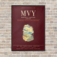 Thumbnail for Martha's Vineyard Airport MVY - Canvas Framed - Dark Red