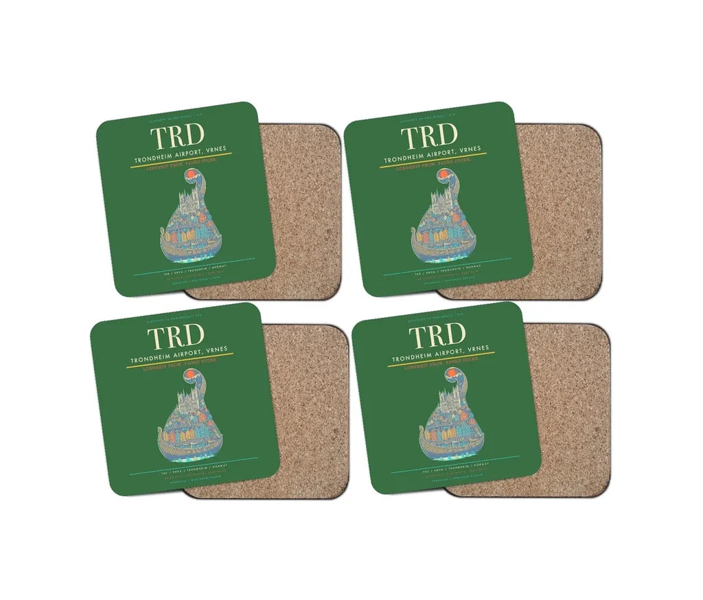 Trondheim Airport Vrnes TRD Coaster 4-Pieces-Set - Green