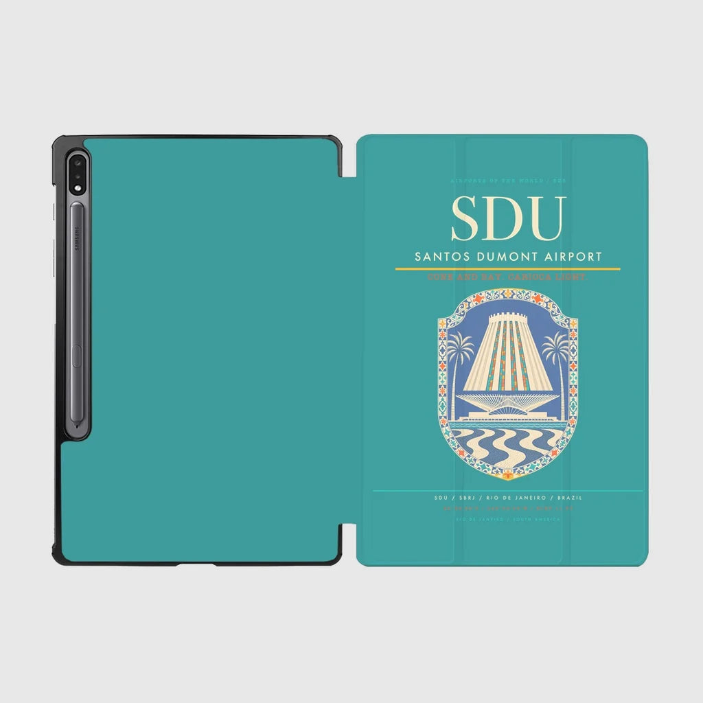Santos Dumont Airport (SDU) design on turquoise samsung tablet tablet case