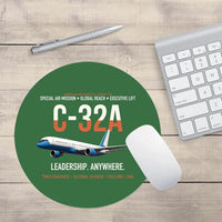 Thumbnail for C-32A Air Force Two Global Reach design on green round mouse pad