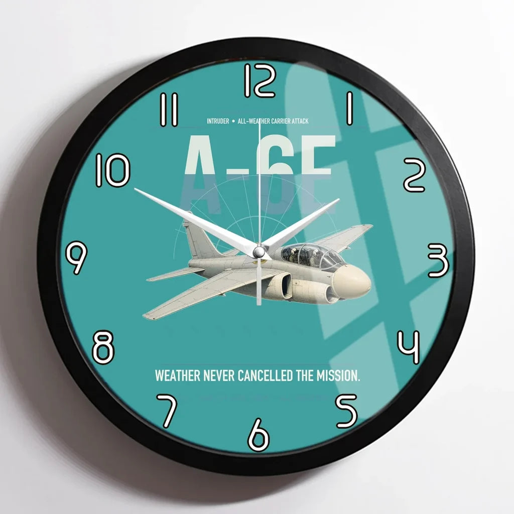 A-6E Intruder design on turquoise framed wall clock