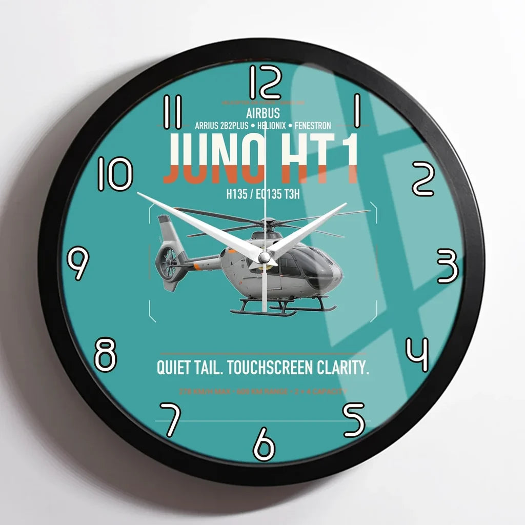 Airbus H135 Juno HT1 design on turquoise framed wall clock