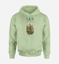 Thumbnail for Leknes Airport (LKN) design on light green hoodie single-side print
