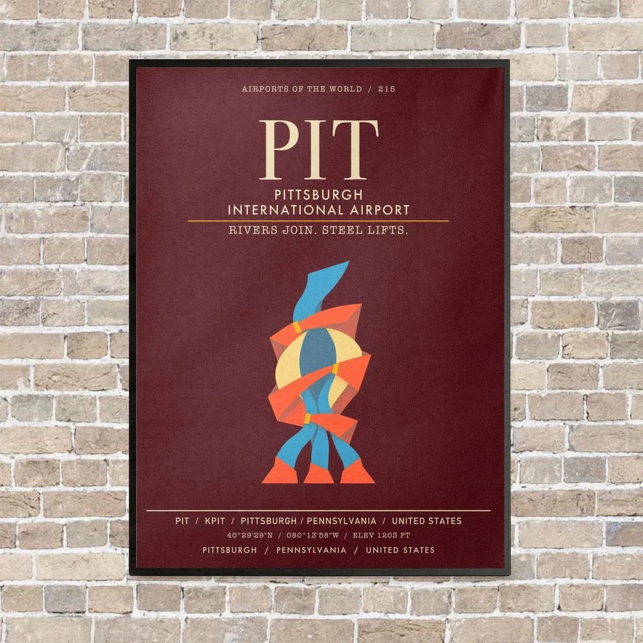 Pittsburgh International Airport PIT - Canvas Framed - Dark Red