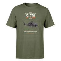 Thumbnail for Sikorsky S-70i FIREHAWK design on green army t-shirt, single-side print