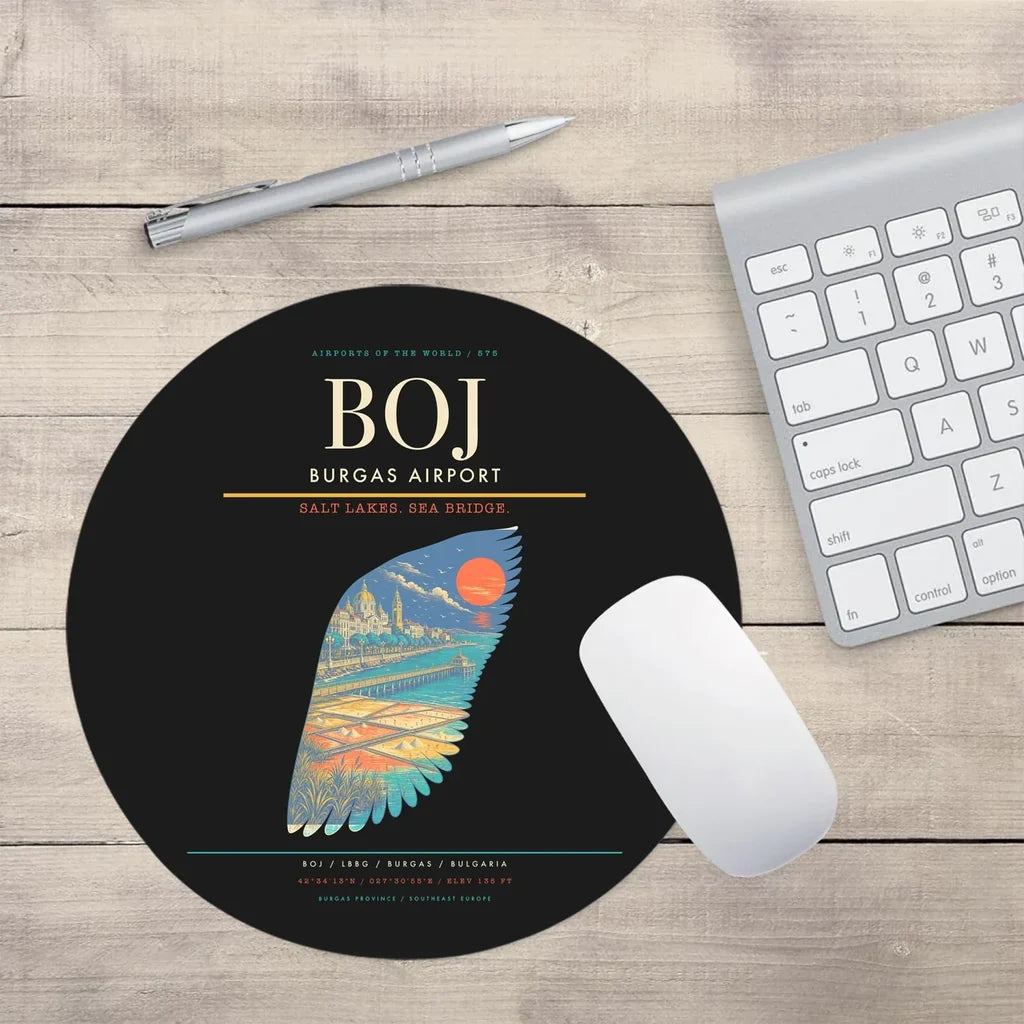 Burgas Airport BOJ Mouse-Pad Round - Black