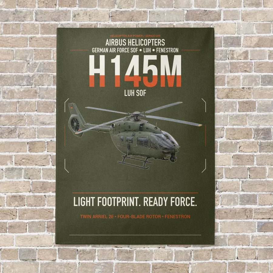 Airbus Helicopters H145M LUH SOF vertical canvas print - no frame - green army background