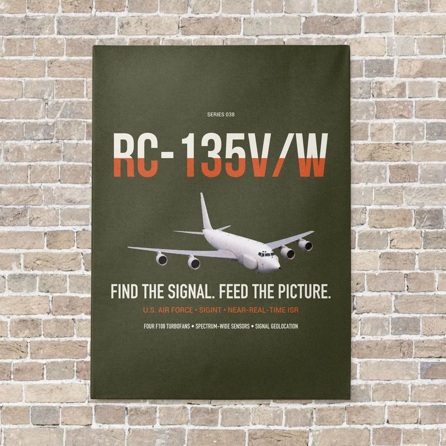 RC-135V W Rivet Joint vertical canvas print - no frame - green army background