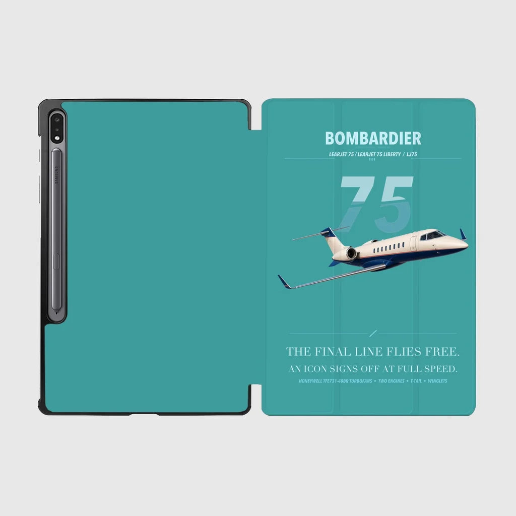Bombardier Learjet 75 Liberty design on turquoise samsung tablet tablet case