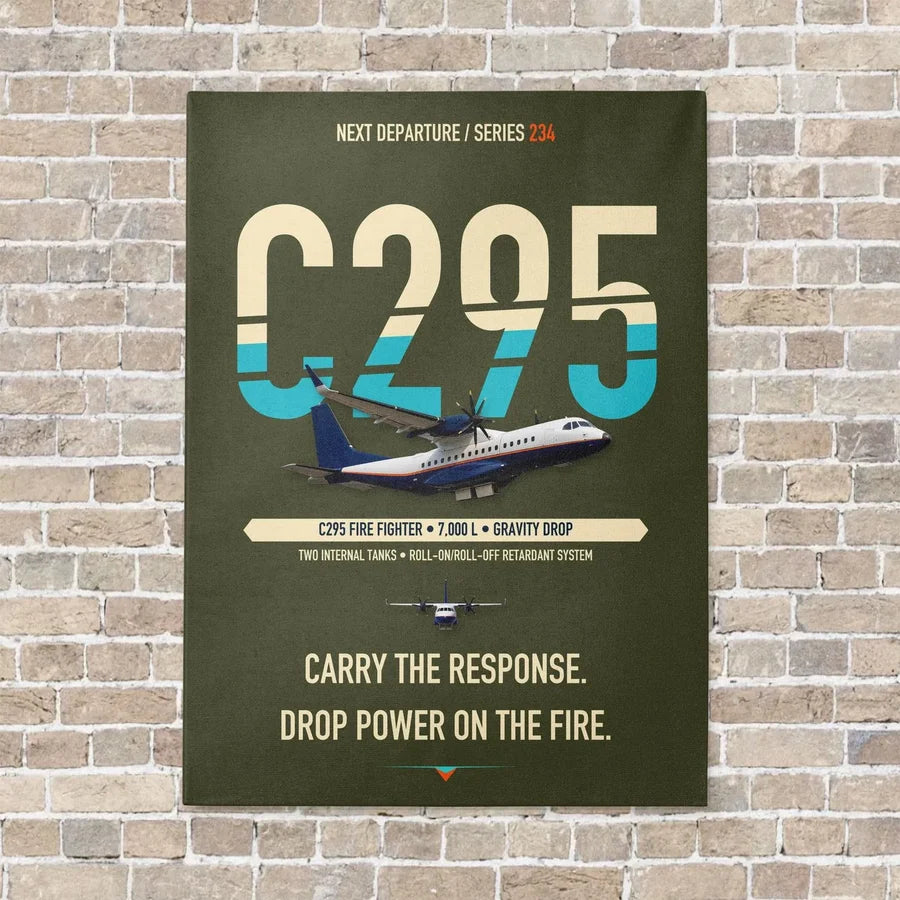 Airbus C295 Firefighter vertical canvas print - no frame - green army background