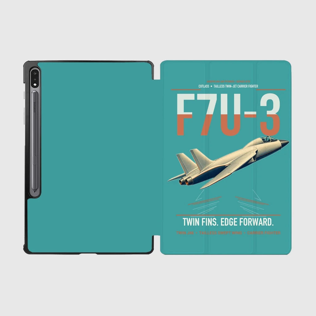 F7U-3 Cutlass design on turquoise samsung tablet tablet case