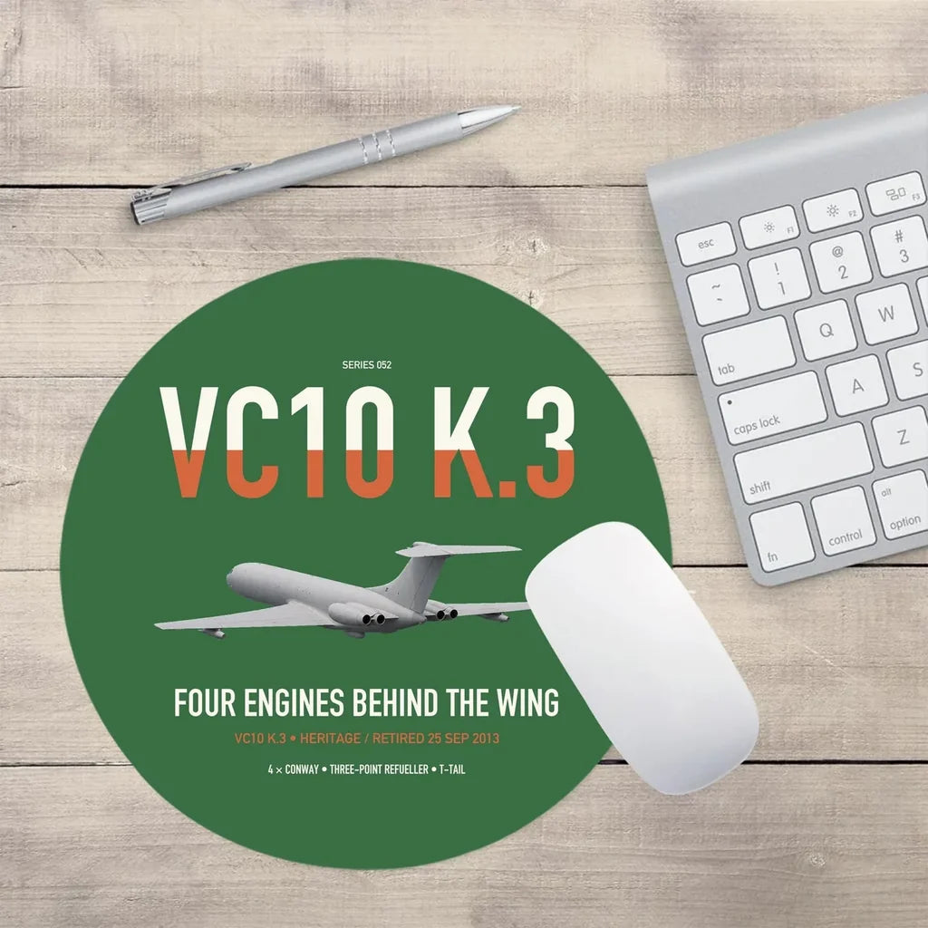 Vickers VC10 K.3 design on green round mouse pad