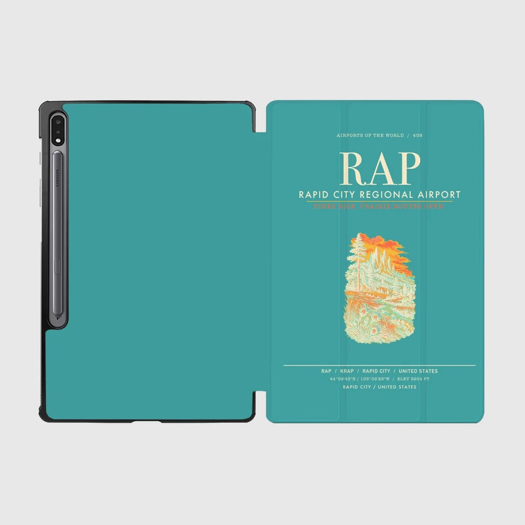 Rapid City Regional Airport (RAP) design on turquoise samsung tablet tablet case