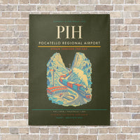 Thumbnail for Pocatello Regional Airport PIH vertical canvas print - no frame - green army background