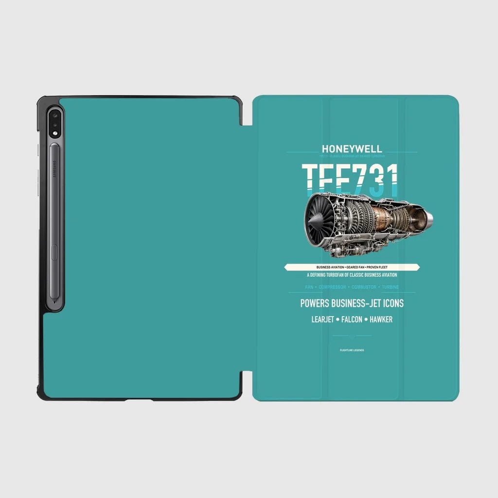 TFE731 design on turquoise samsung tablet tablet case