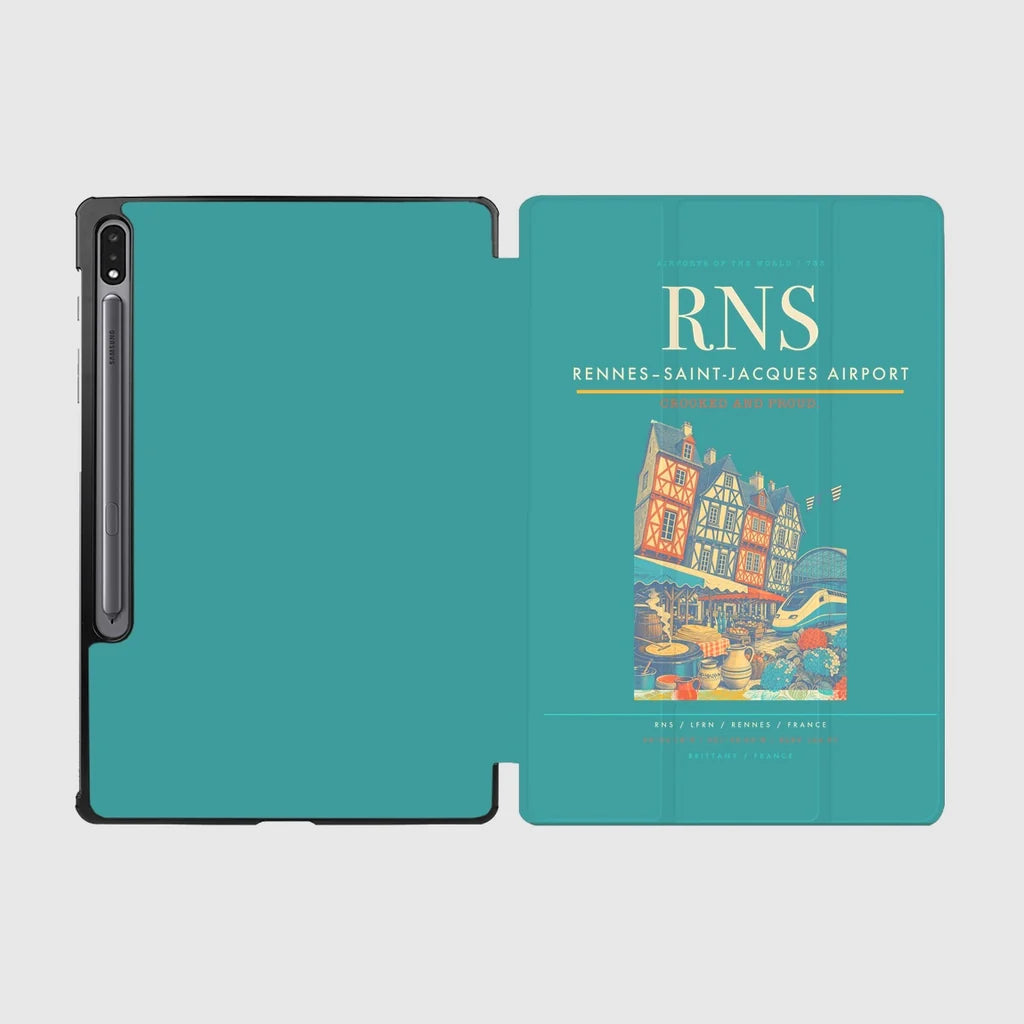 Rennes–Saint-Jacques Airport (RNS) design on turquoise samsung tablet tablet case