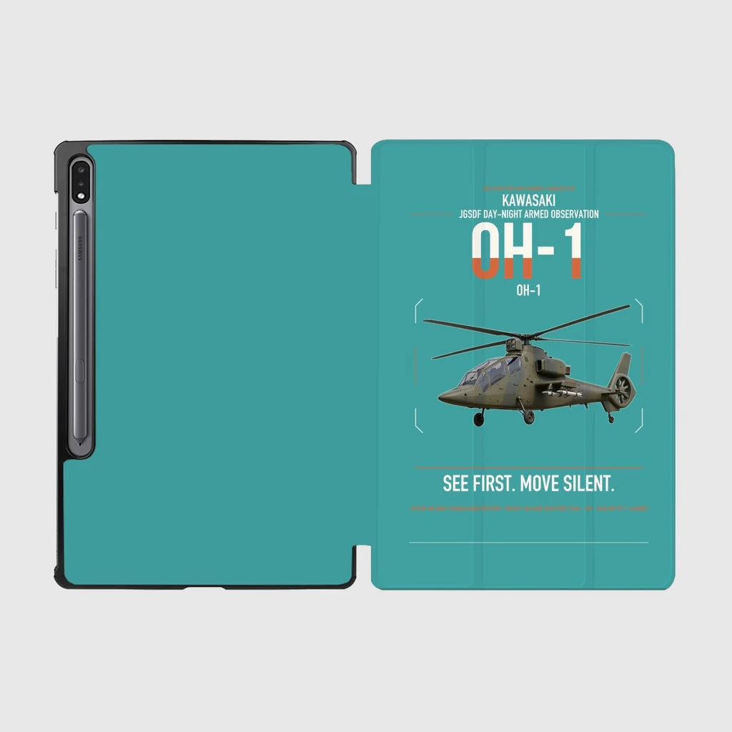 Kawasaki OH-1 design on turquoise samsung tablet tablet case