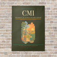 Thumbnail for University of Illinois Willard Airport CMI vertical canvas print - no frame - green army background
