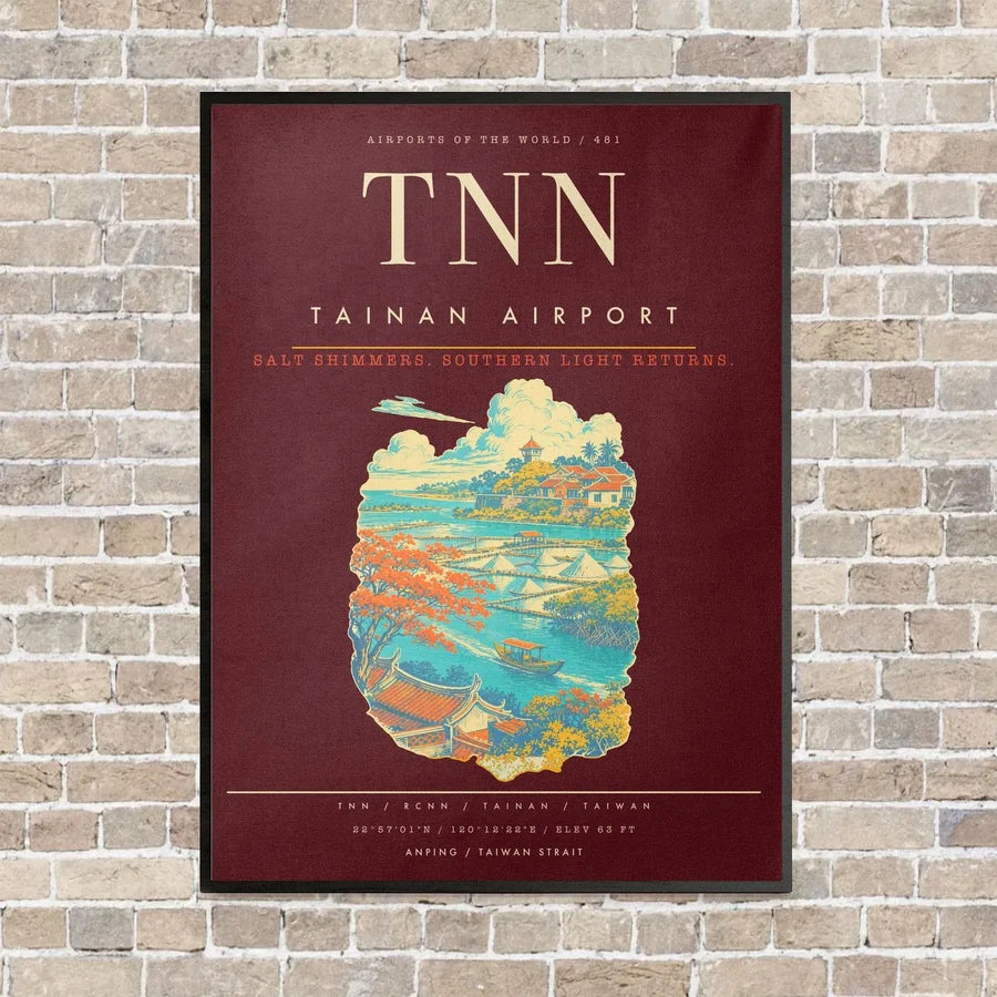 Tainan Airport TNN - Canvas Framed - Dark Red