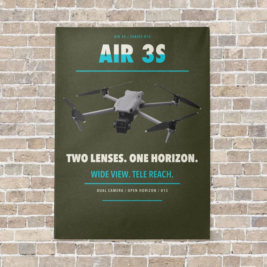 DJI Air 3S vertical canvas print - no frame - green army background