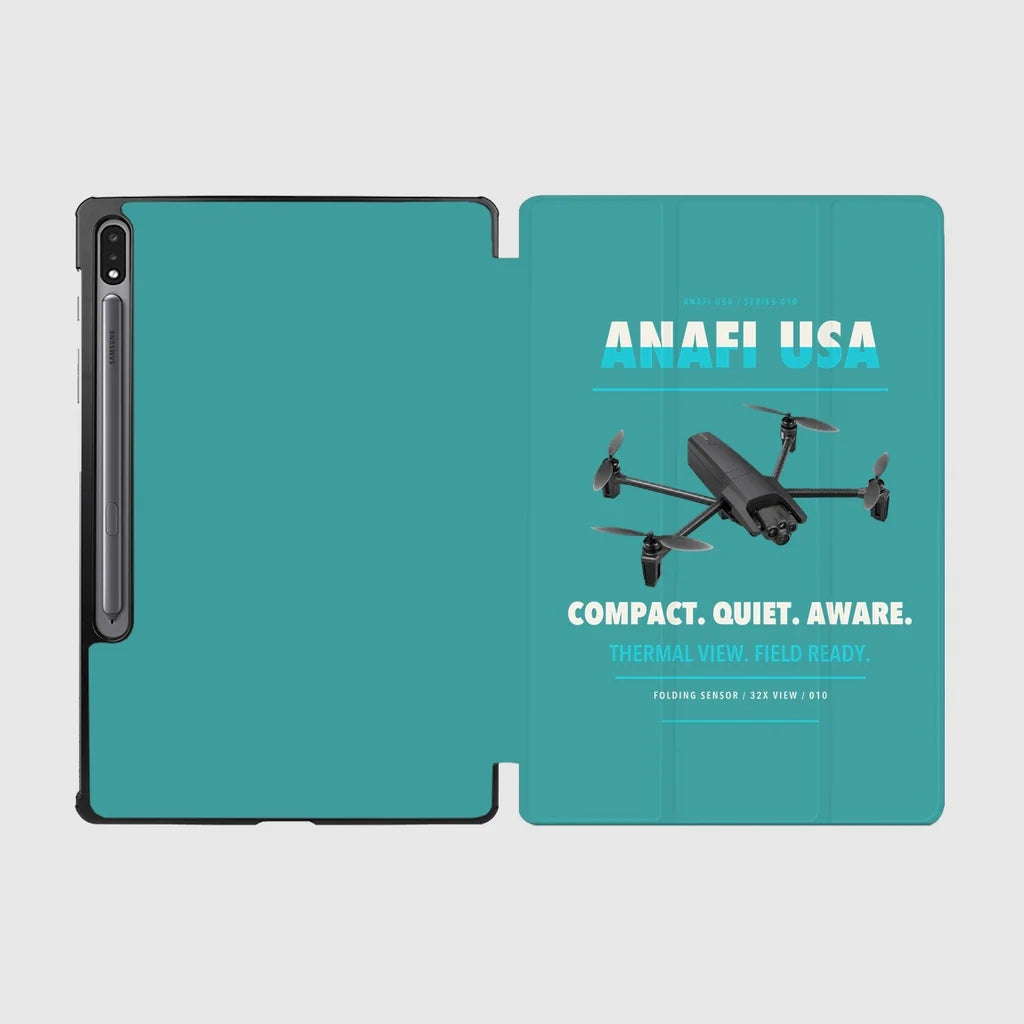 Parrot ANAFI USA design on turquoise samsung tablet tablet case