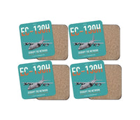 Thumbnail for EC-130H Compass Call design on turquoise 4 pieces set coaster