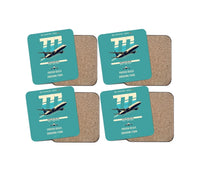 Thumbnail for Boeing 777-200ER design on turquoise 4 pieces set coaster