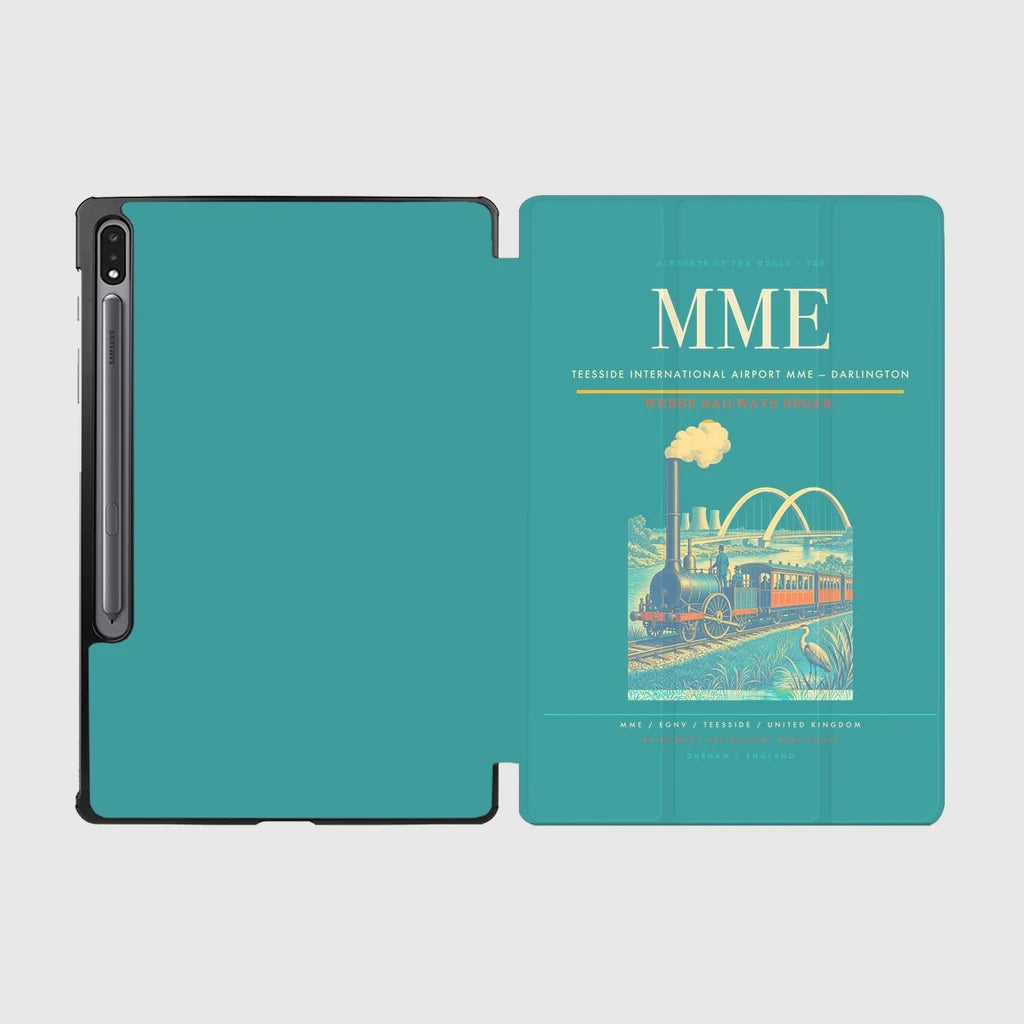 Teesside International Airport (MME) design on turquoise samsung tablet tablet case