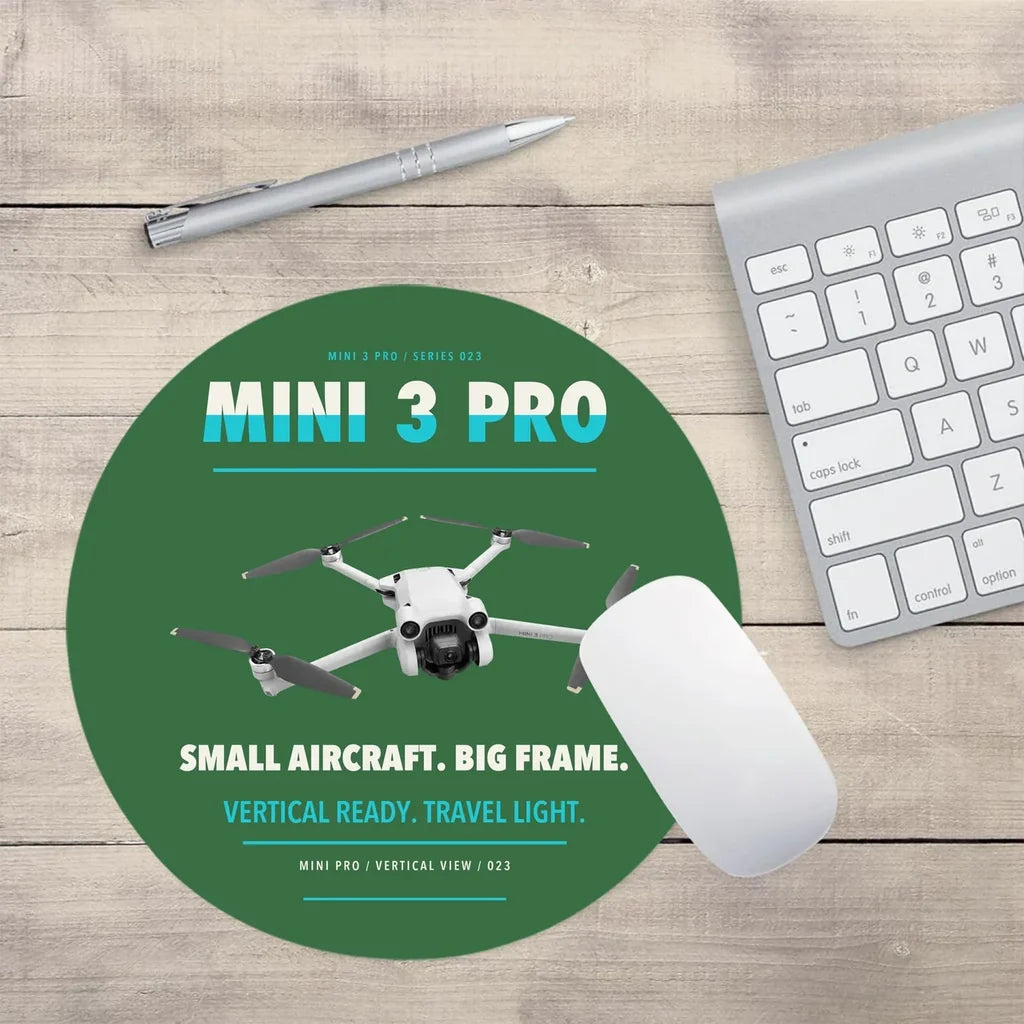 DJI Mini 3 Pro design on green round mouse pad