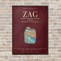 Thumbnail for Franjo Tuman Airport Zagreb ZAG - Canvas Framed - Dark Red