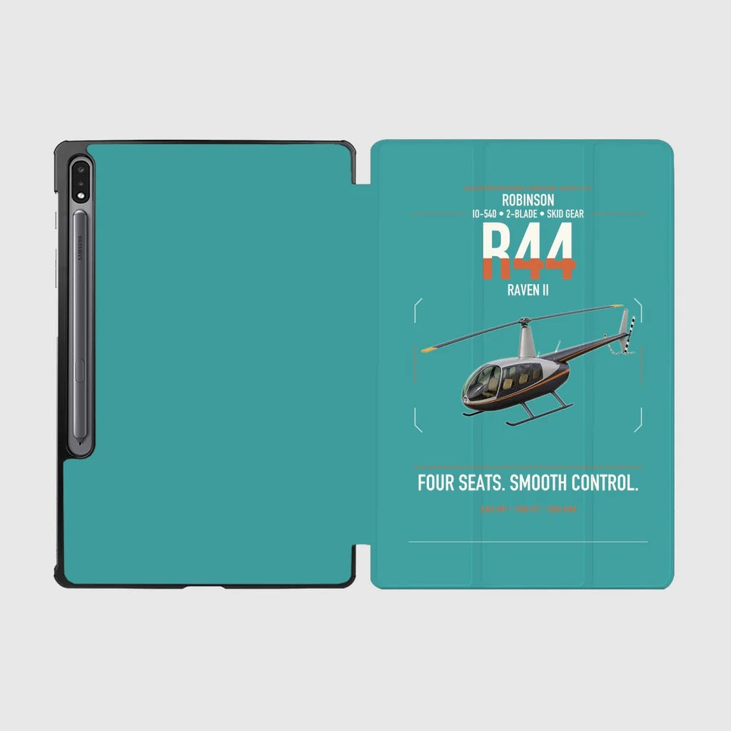 Robinson R44 Raven II design on turquoise samsung tablet tablet case