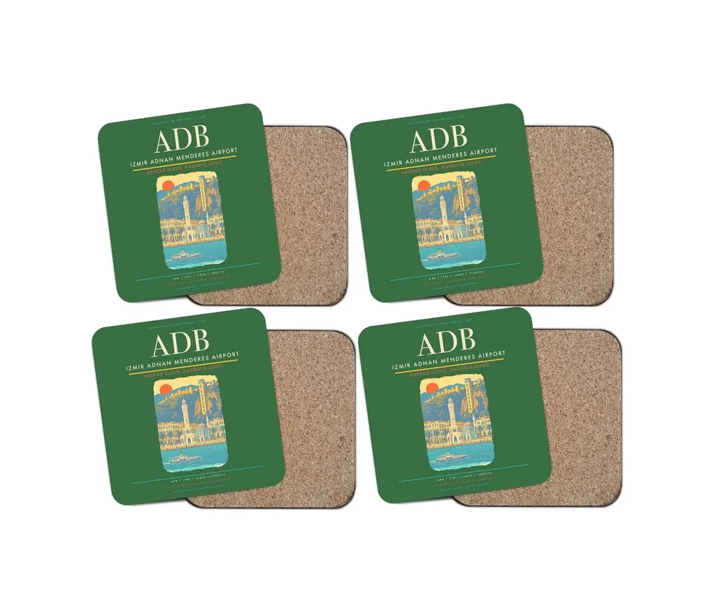 Izmir Adnan Menderes Airport ADB Coaster 4-Pieces-Set - Green