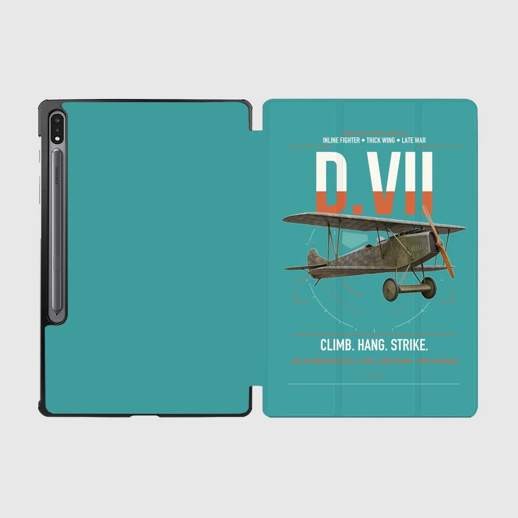 Fokker D.VII design on turquoise samsung tablet tablet case
