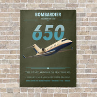 Thumbnail for Bombardier Challenger 650 vertical canvas print - no frame - green army background