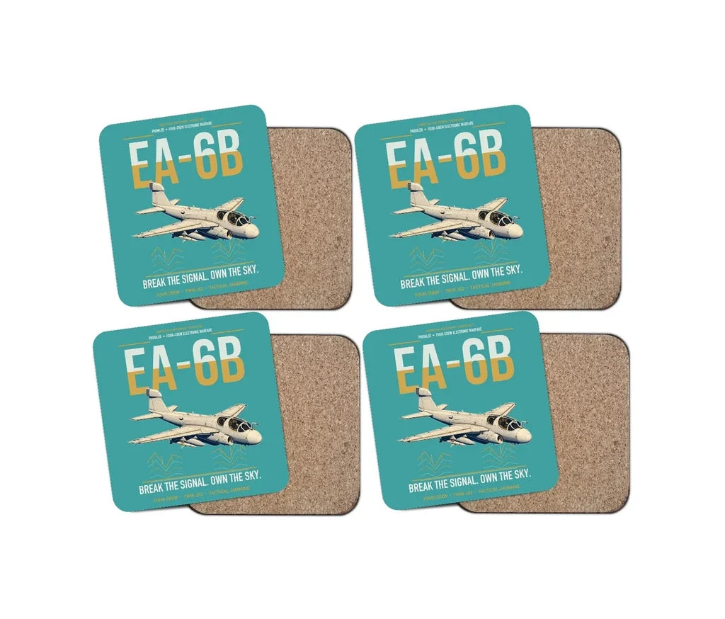 EA-6B Prowler design on turquoise 4 pieces set coaster