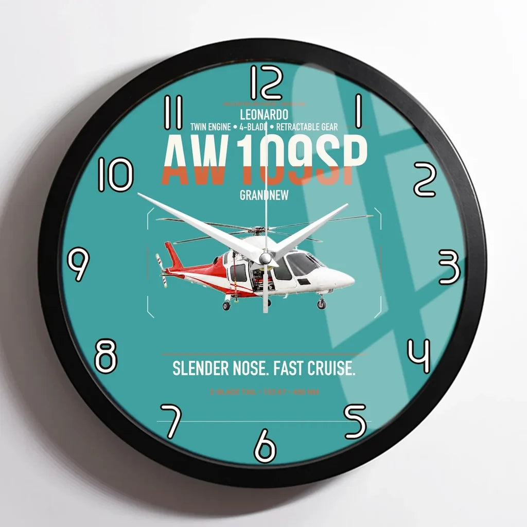 Leonardo AW109SP GrandNew design on turquoise framed wall clock