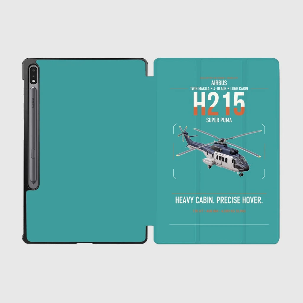 Airbus H215 design on turquoise samsung tablet tablet case