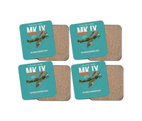 Thumbnail for Supermarine Spitfire Mk IX design on turquoise 4 pieces set coaster