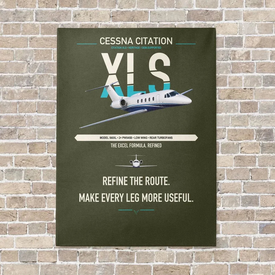 Cessna Citation XLS vertical canvas print - no frame - green army background
