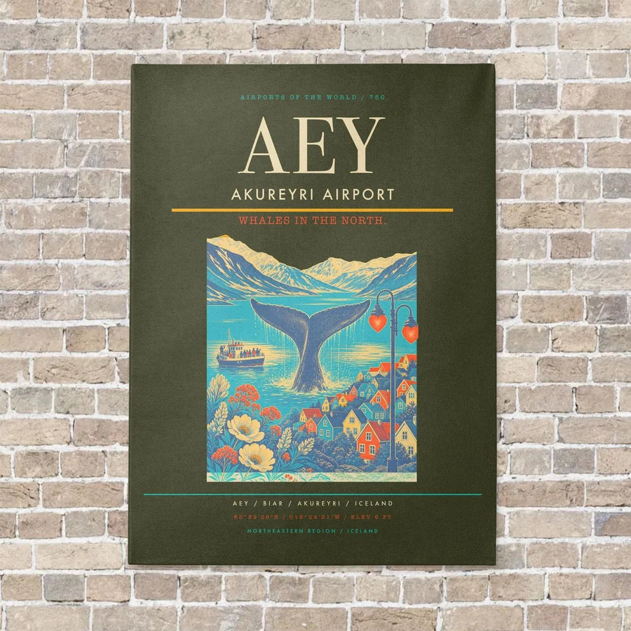 Akureyri Airport AEY - Canvas No Frame - Green Army