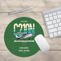 Thumbnail for Cessna T210N Centurion design on green round mouse pad