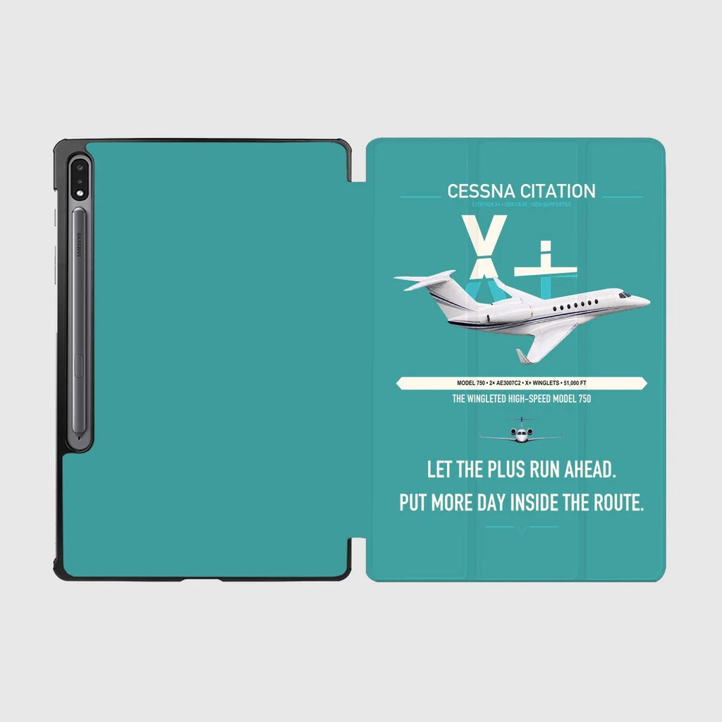 Cessna Citation X+ design on turquoise samsung tablet tablet case