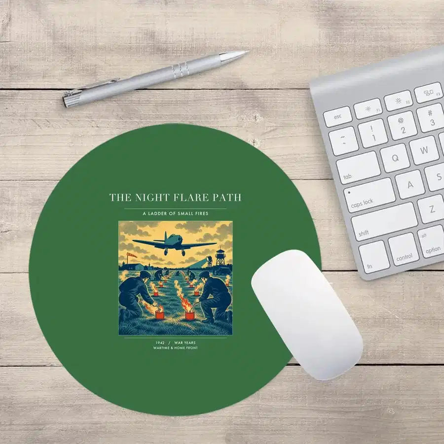 VINTAGE G4525 - The Night Flare Path - Designed Mouse Pads design on green round