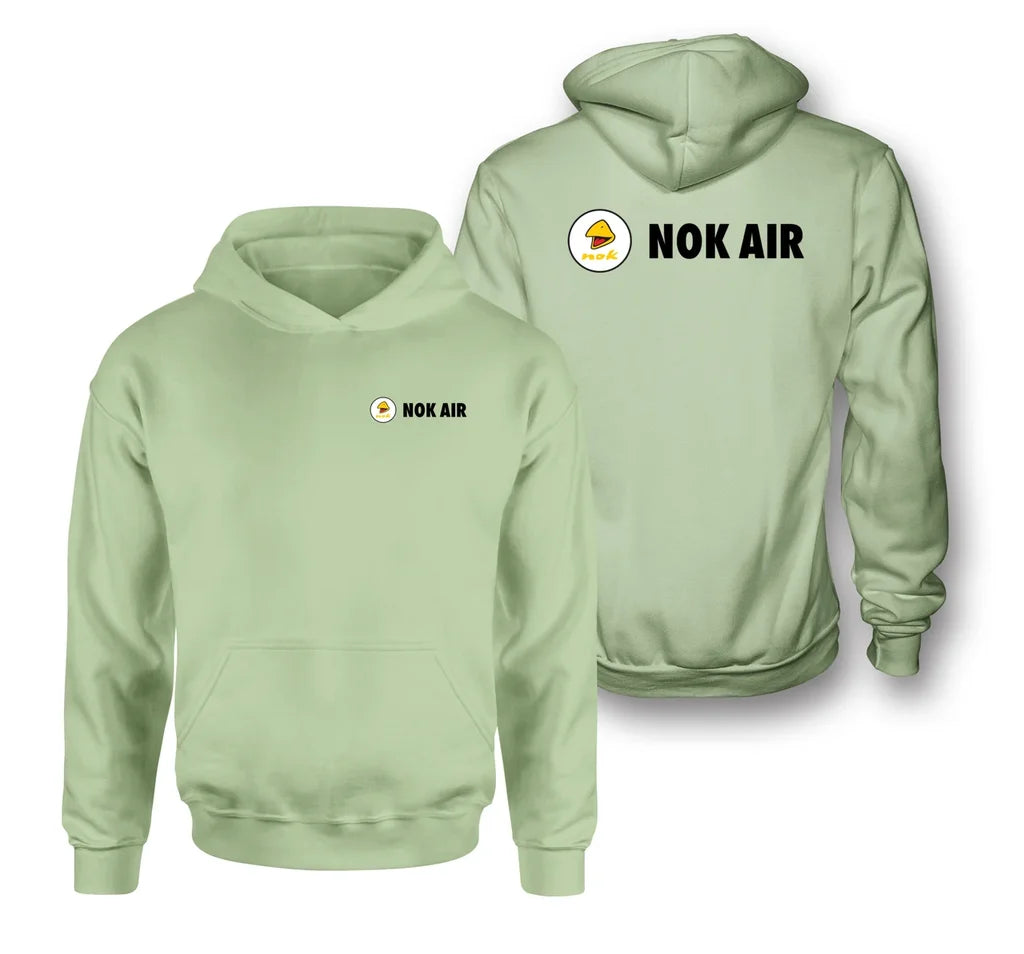 Nok Airlines logo on light green double side hoodie