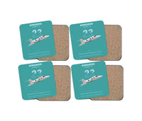 Thumbnail for Bombardier Learjet 23 design on turquoise 4 pieces set coaster