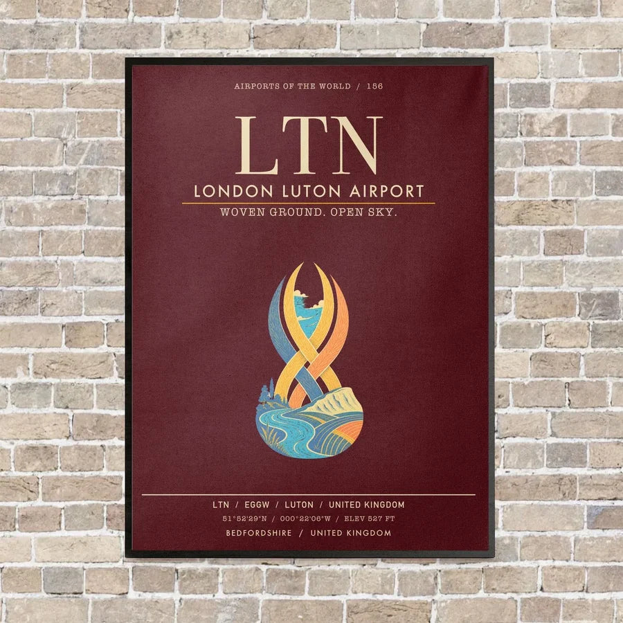 London Luton Airport LTN - Canvas Framed - Dark Red