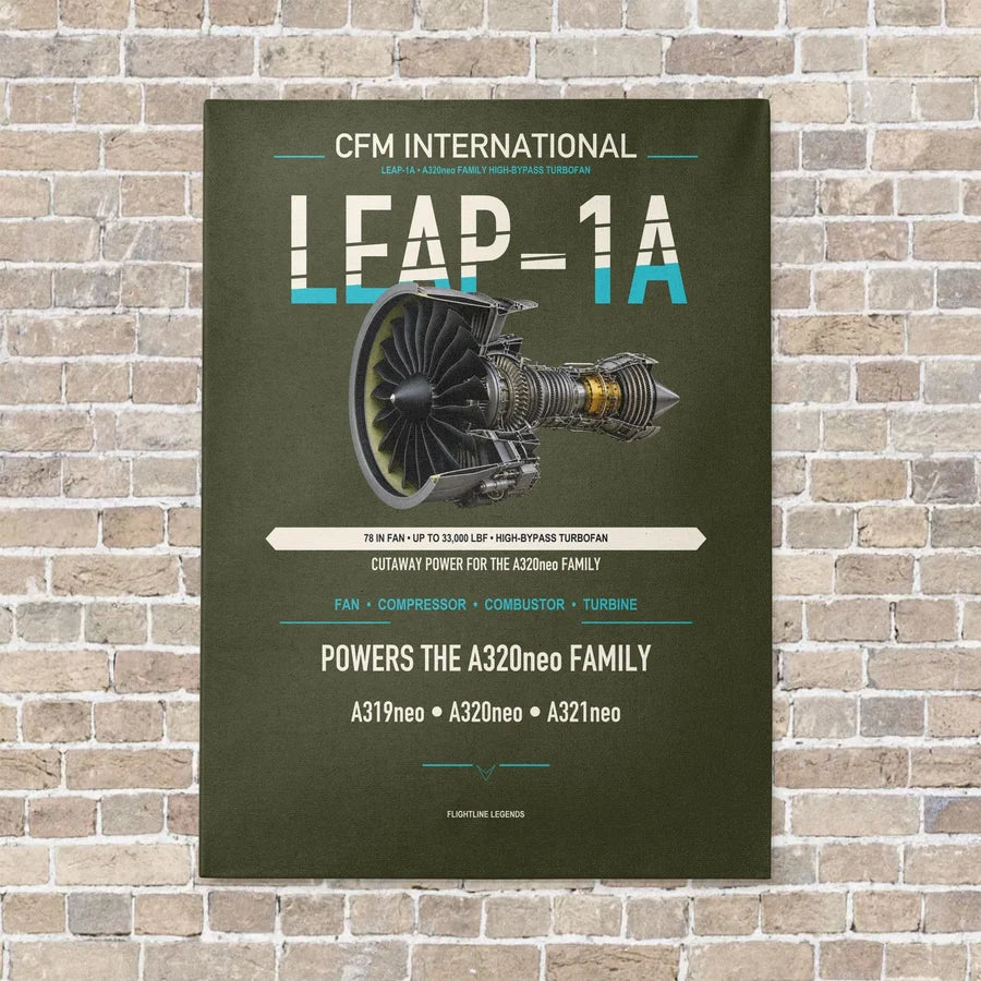 CFM LEAP-1A vertical canvas print - no frame - green army background