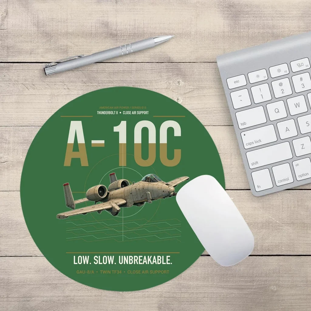 A-10C Thunderbolt II design on green round mouse pad